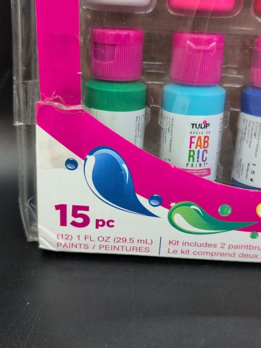 Tulip Brush on Fabric Paint & Palette Kit 15 Piece Multicolors